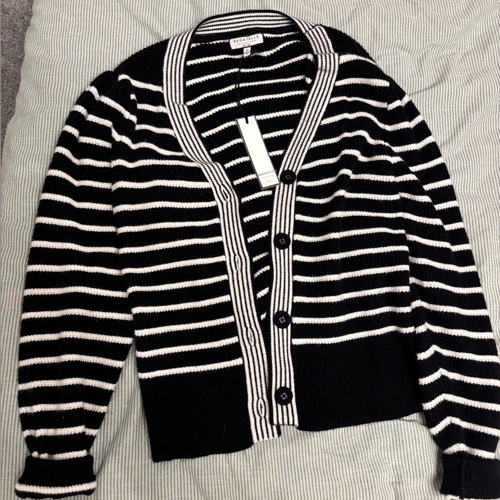 NWT Bagatelle Black and White Striped Cardigan
